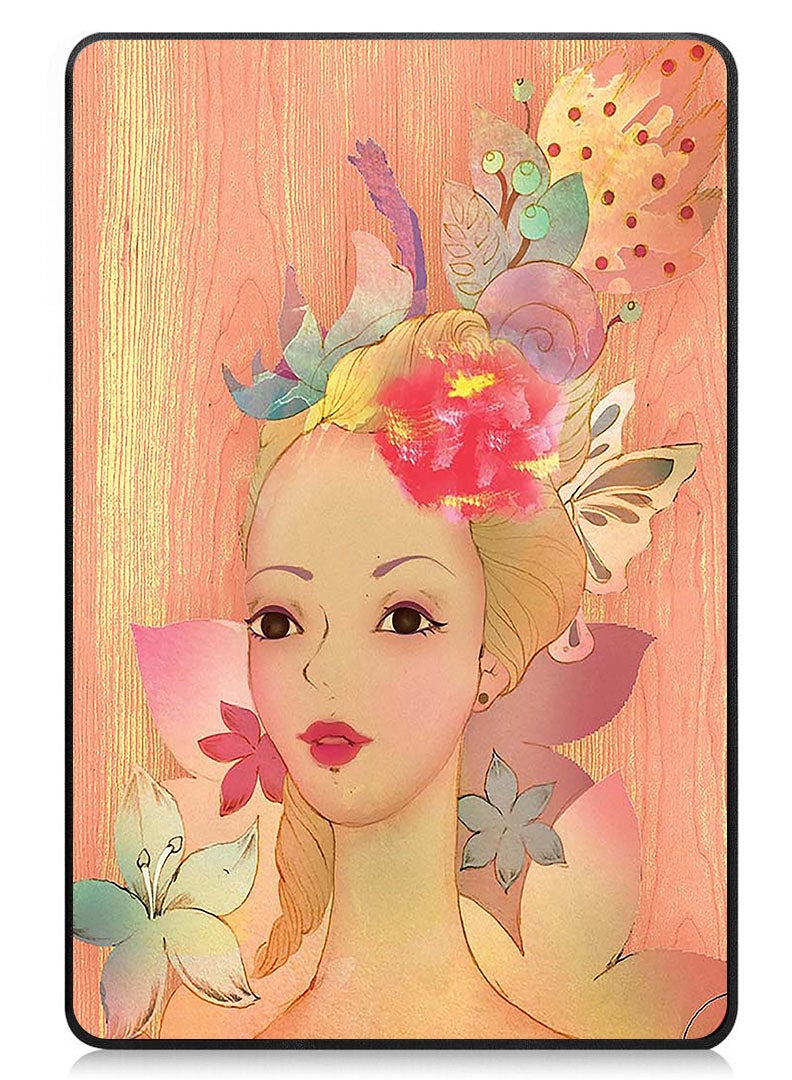 Theodor Protective Flip Case For Apple iPad mini 7th Generation (A17 Pro 2024 Model) (Mini 6 2021 Model  6th Generation) With Trifold Stand Auto Wake Sleep Shockproof Cover Girl floral - Image 1