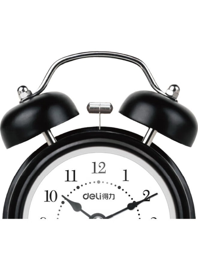 Deli Mini Retro Mechanical Alarm Clock, Low Noise, Luminous, Bedroom Bedside Alarm, Children'S Student Enlightenment Alarm Clock, Black 9024 - Image 3