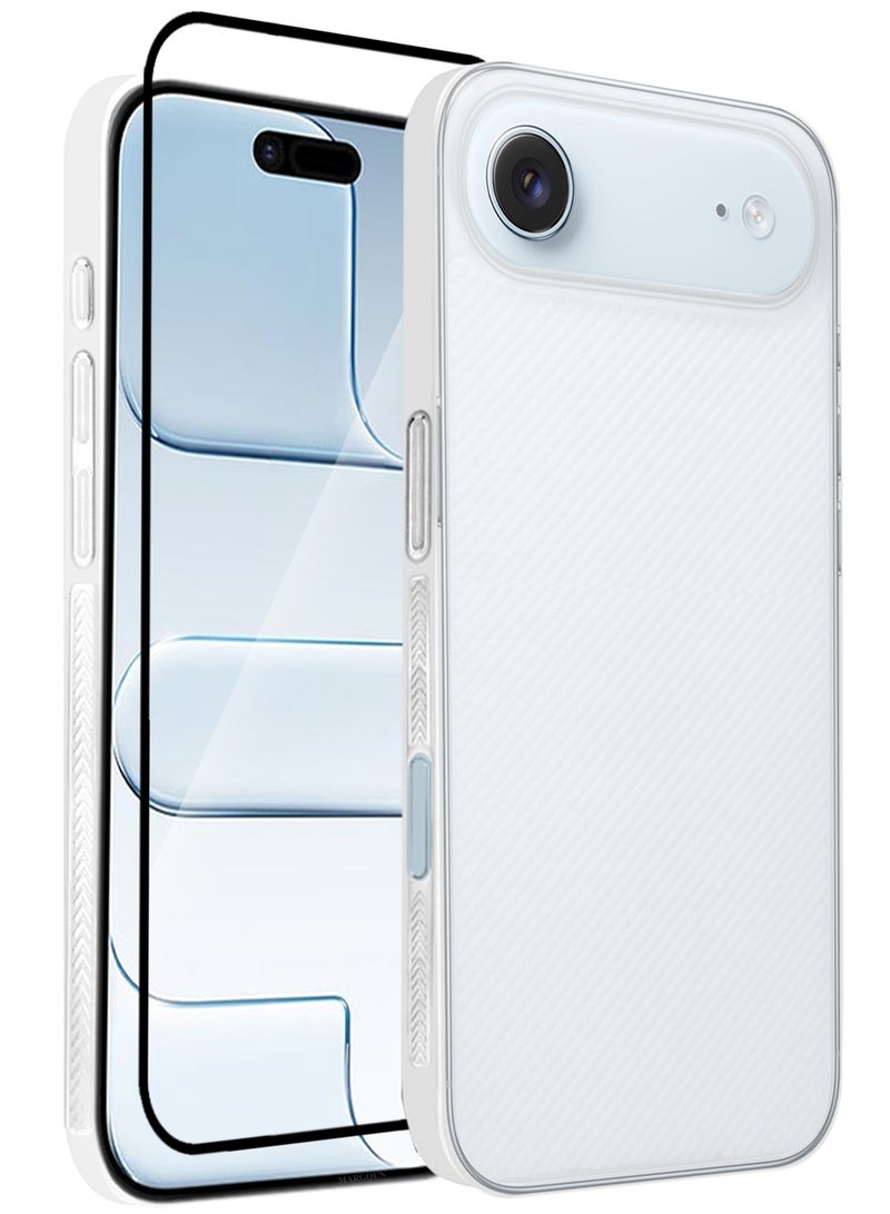 CATANES 2 Packs Case Cover for iPhone 17 Air - Sturdy Durable Ultra-Thin Case - Air Skin Line Design Transparent Back Cover -  Drop Protection Cover  with 3D Screen Protector - White - Image 1