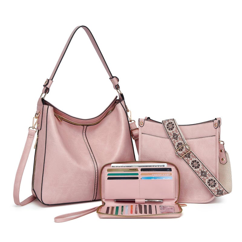 BAVERGE Purses for Women 3PCS, Crossbody Bags Set Large Leather Purse Shoulder Handbags with Wallet Adjustable Straps for Ladies Tote - Image 1