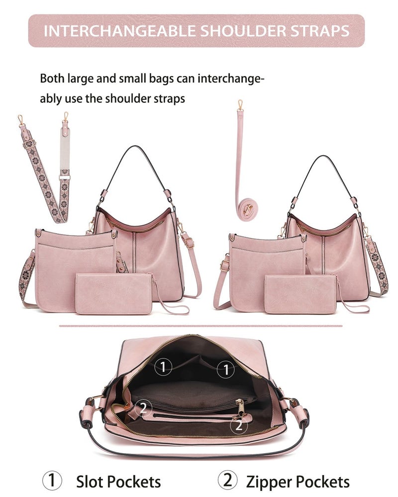 BAVERGE Purses for Women 3PCS, Crossbody Bags Set Large Leather Purse Shoulder Handbags with Wallet Adjustable Straps for Ladies Tote - Image 5