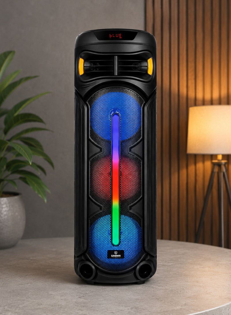 جاما مكبر صوت GT-8089 للحفلات، مكبر صوت متعدد الوسائط قوي ذو صوت جهير عميق مع تحكم في الترددات العالية والمنخفضة، مدخل ميكروفون، تحكم في مستوى الصوت الرئيسي، منفذ USB، منفذ بطاقة SD، شاشة عرض رقمية، جهاز تحكم عن بعد، نظام مكبر صوت منزلي - Image 3