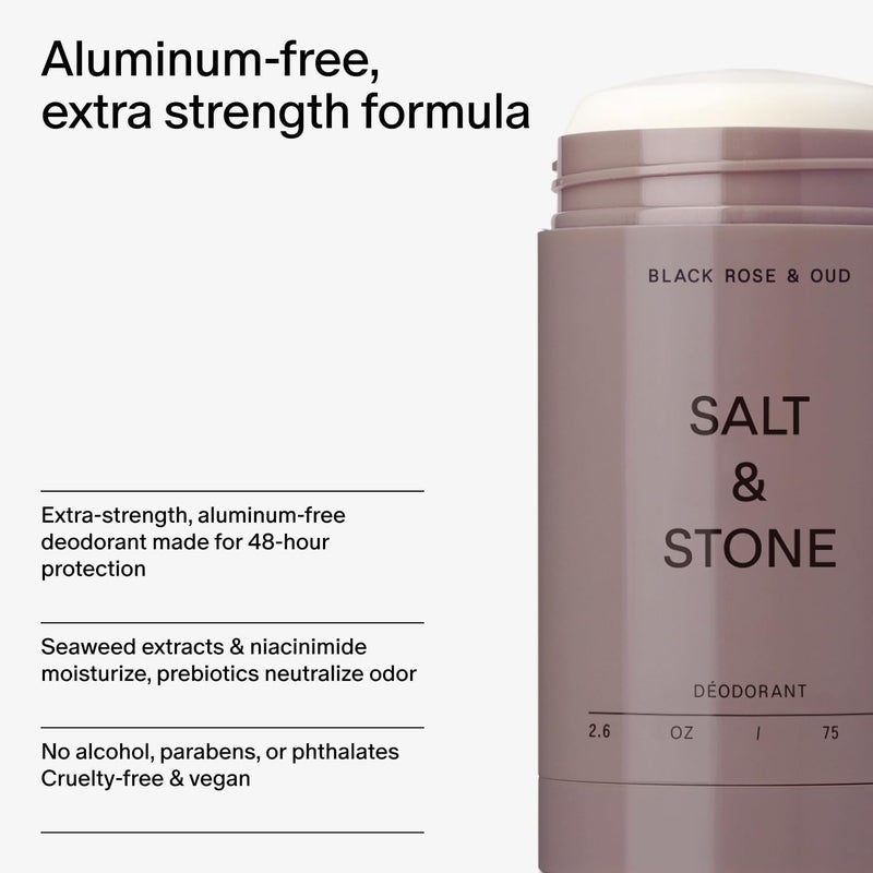 SALT & STONE Aluminum Free Deodorant | Extra Strength 48 Hour Protection for Women & Men | Made with Seaweed Extracts, Shea Butter & Prebiotics (Black Rose & Oud) - Image 4