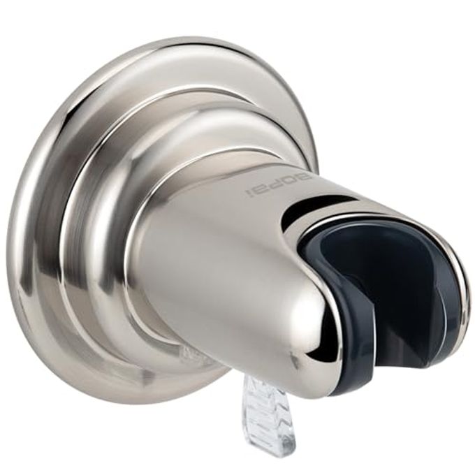 SUCTION CUP SHOWER HEAD HOLDER FOR HANDHELD SHOWER NO DRILL FOR SMOOTH SURFACES ONLY ADJUSTABLE 20 BRUSHED NICKEL