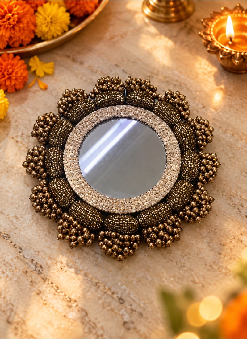 Madhoor Mirror Decorative Rangoli Design for Diwali, Pooja & Festive Floor Decor, 7 Inches - Image 1
