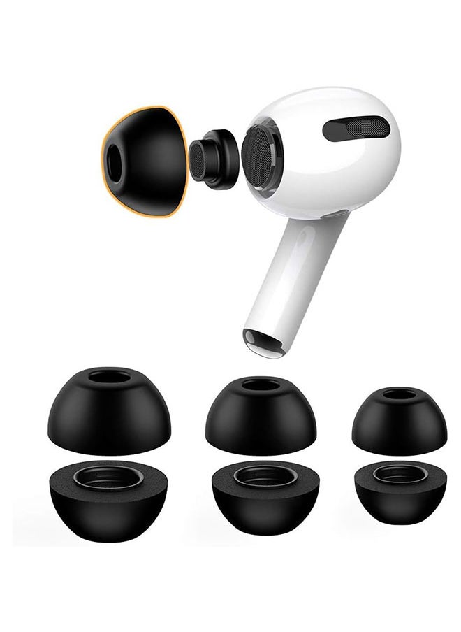 O Ozone [3 Pairs] Replacement Ear Tips for Airpods Pro 2nd/1st Generation with Noise Reduction Hole, Soft Silicone Earbuds Cover (S/M/L) - Black  - Image 1