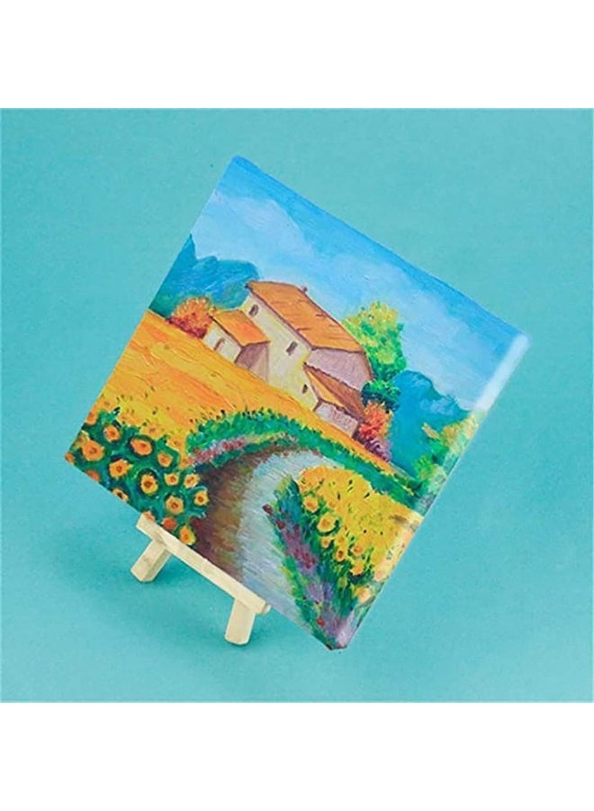 6 قطع من لوحات القماش الفارغة المؤطرة، لوحات قماشية صغيرة مقاس 6 بوصات × 6 بوصات، قماش قطني مشدود بإطار مشدود مسبقًا، قوة شد عالية، للرسم والحرف اليدوية، قماش أكريليك صغير - Image 3