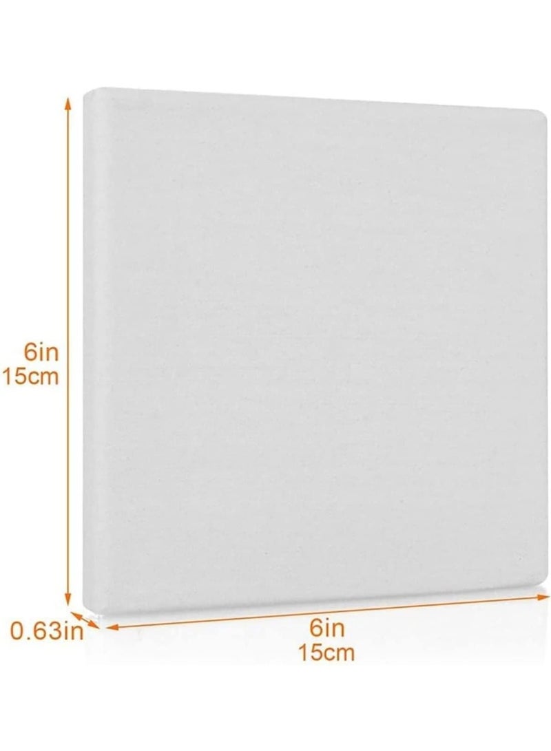 6 قطع من لوحات القماش الفارغة المؤطرة، لوحات قماشية صغيرة مقاس 6 بوصات × 6 بوصات، قماش قطني مشدود بإطار مشدود مسبقًا، قوة شد عالية، للرسم والحرف اليدوية، قماش أكريليك صغير - Image 2