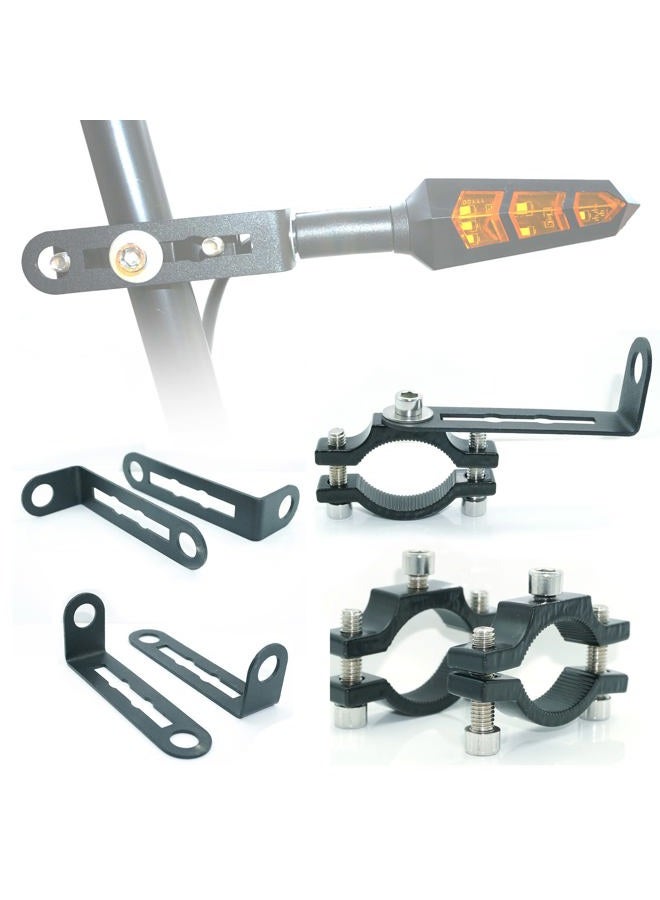 Pthene 10mm Motorcycle Turn Signal Bracket, 4pcs Universal Bicycle Indicator Lamps Pipe Clamp Light Black Metal Turn Signal Bar Mounts Brackets Holder Accessories - Image 1