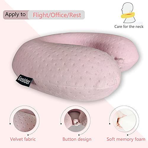 Gosider Neck Pillows for Sleeping Travel Pink Travel Pillow Comfortable U Shape Memory Foam Pillows Neck and Head Support Portable Travel Neck Pillow Suitable for Planes, Trains, Self-Driving Cars - Image 2