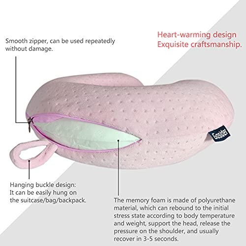 Gosider Neck Pillows for Sleeping Travel Pink Travel Pillow Comfortable U Shape Memory Foam Pillows Neck and Head Support Portable Travel Neck Pillow Suitable for Planes, Trains, Self-Driving Cars - Image 4