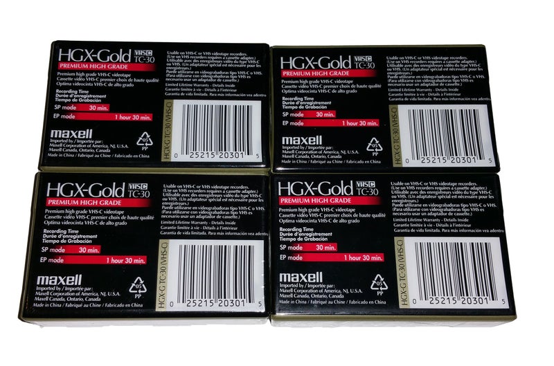 Maxell Maxell VHS-C TC-30 HGX Gold Blank Cassettes - Pack of 4 Cassettes - Image 2