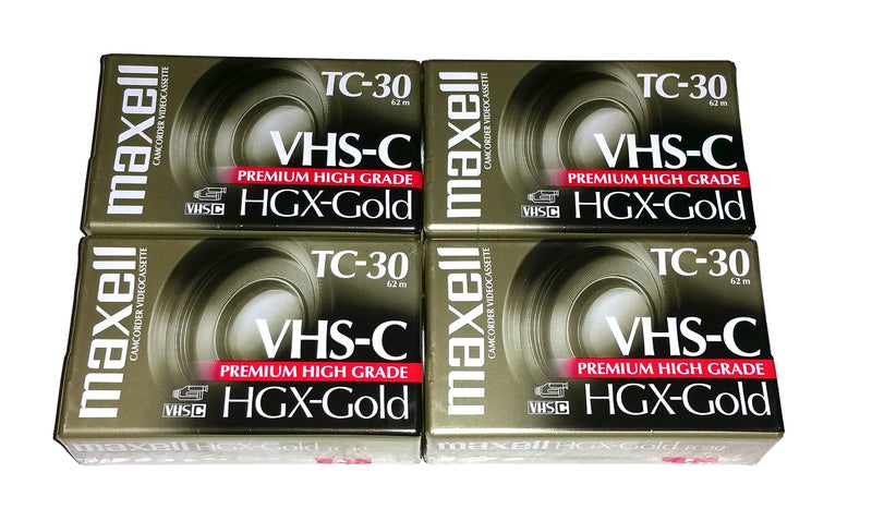 Maxell Maxell VHS-C TC-30 HGX Gold Blank Cassettes - Pack of 4 Cassettes - Image 1