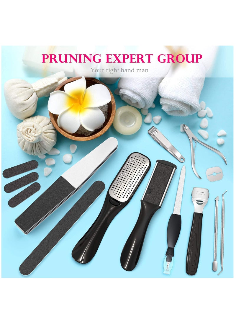 KASTWAVE Foot Files Callus Remover, Foot scrubber for dead skin and Nail Toenail Clipper, Cuticle Pusher Pedicure Kit 15 in 1 Foot Care to Remove Hard Skin for Women Men Salon or Home - Image 3