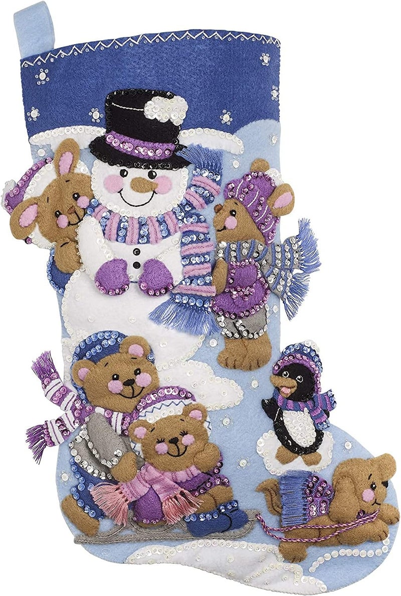 Bucilla 86975E Felt Stocking KIT, Playing in The Snow - Image 2