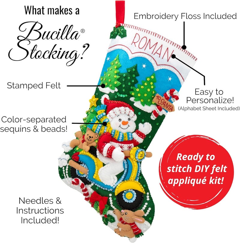 Bucilla 86975E Felt Stocking KIT, Playing in The Snow - Image 3
