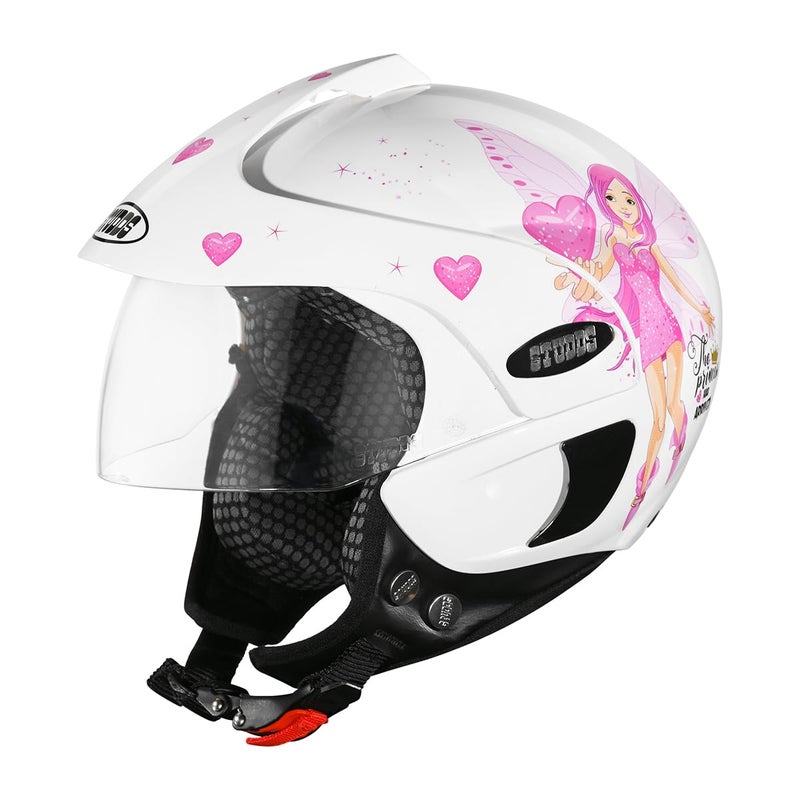 Studds Marshall D2 Open Face Kids Helmet (Girl's, White Pink - XXXS) - Image 5