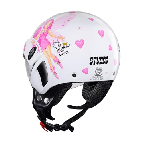 Studds Marshall D2 Open Face Kids Helmet (Girl's, White Pink - XXXS) - Image 3