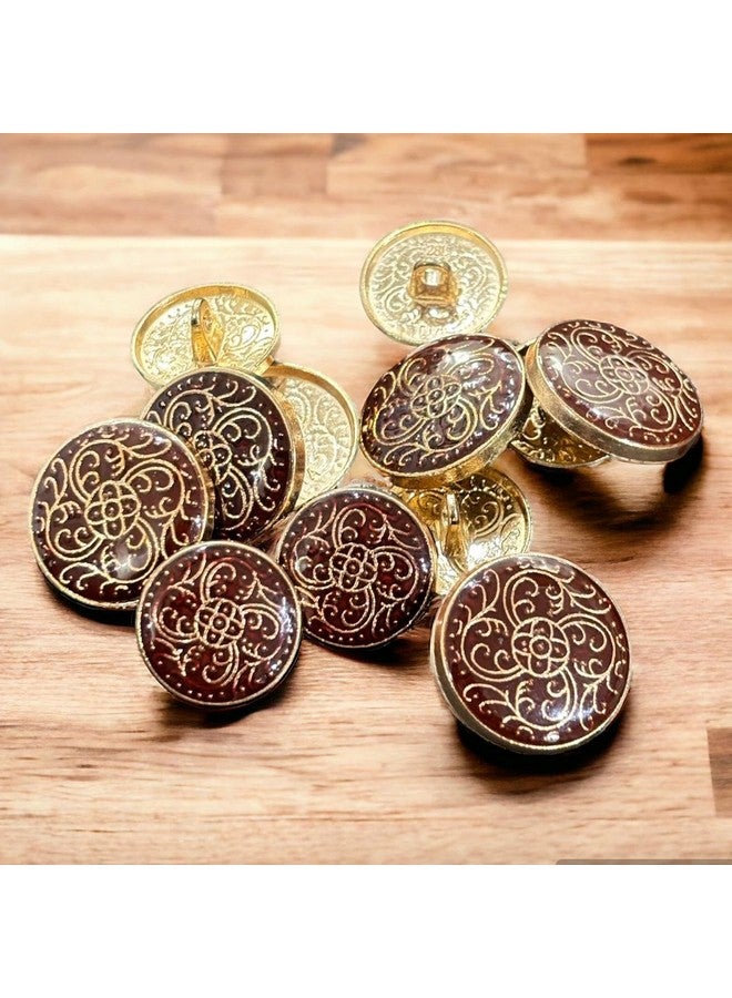 REENA Dark Maroon Taigun Golden 12pc Set (6 Big + 6 Small) Metal Buttons - Sew on Buttons for Coats, Jeans, Jackets, and More, Dark Maroon Finish, Durable and Versatile - Image 1