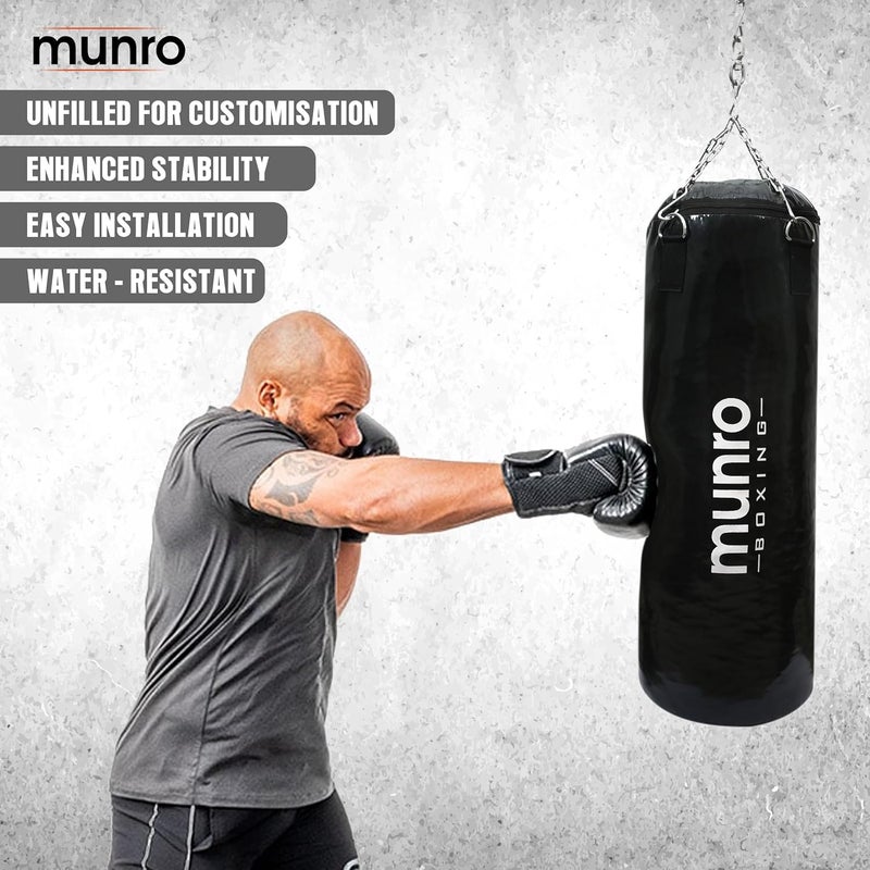MUNRO Nylon Punching Bag Nylon, Unfilled Boxing Bag, Heavy Duty Punch Bag for Boxing, Martial Arts, Judo, with Rust Free Hanging Chain (Unfilled- Black, 2 Feet) - Image 2