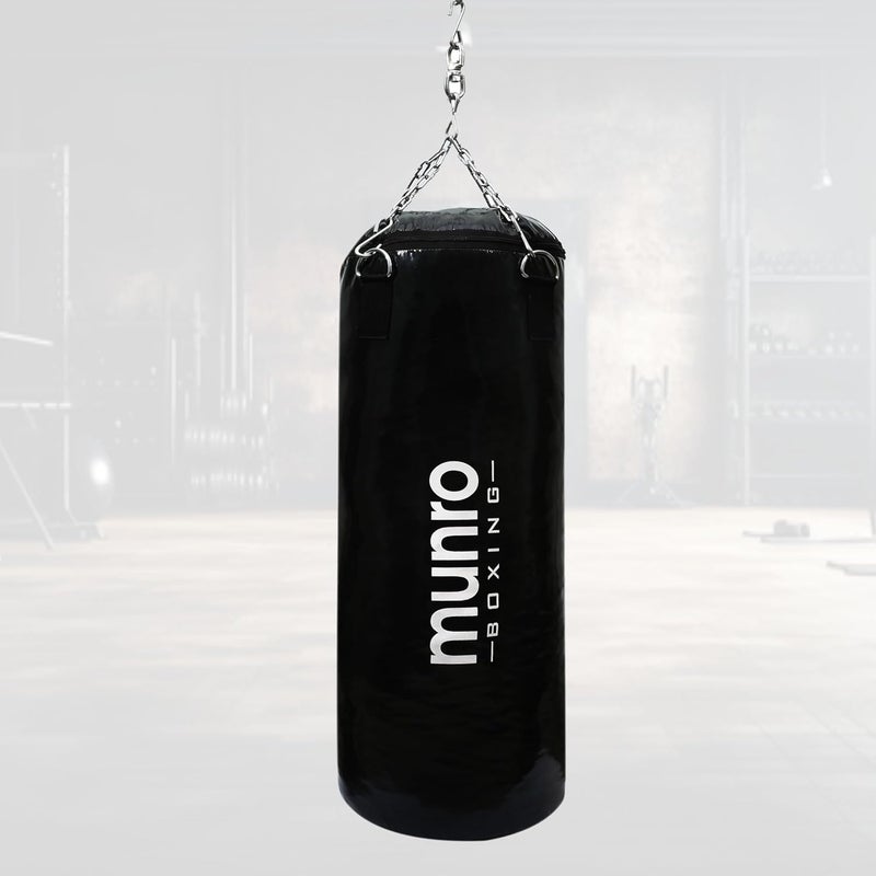 MUNRO Nylon Punching Bag Nylon, Unfilled Boxing Bag, Heavy Duty Punch Bag for Boxing, Martial Arts, Judo, with Rust Free Hanging Chain (Unfilled- Black, 2 Feet) - Image 1
