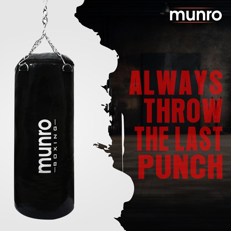 MUNRO Nylon Punching Bag Nylon, Unfilled Boxing Bag, Heavy Duty Punch Bag for Boxing, Martial Arts, Judo, with Rust Free Hanging Chain (Unfilled- Black, 2 Feet) - Image 5