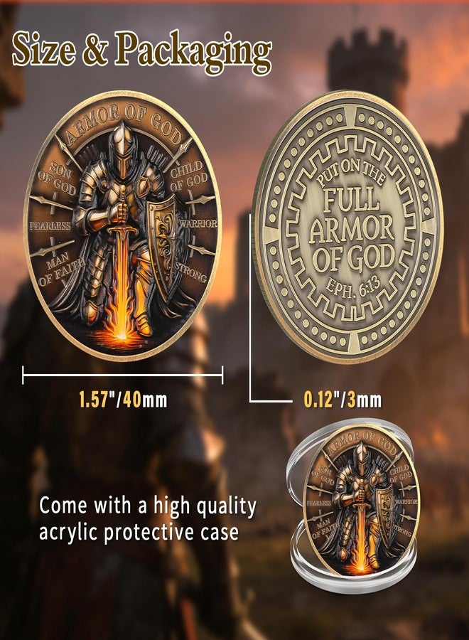 ASmileIndeep Armor of God Challenge Coin - Put on The Full Armor of God Knight Coin - EPH 6:13 Bible Verse - Christian Religious Collectible Token Warrior Faith Inspirational Gift - Image 5