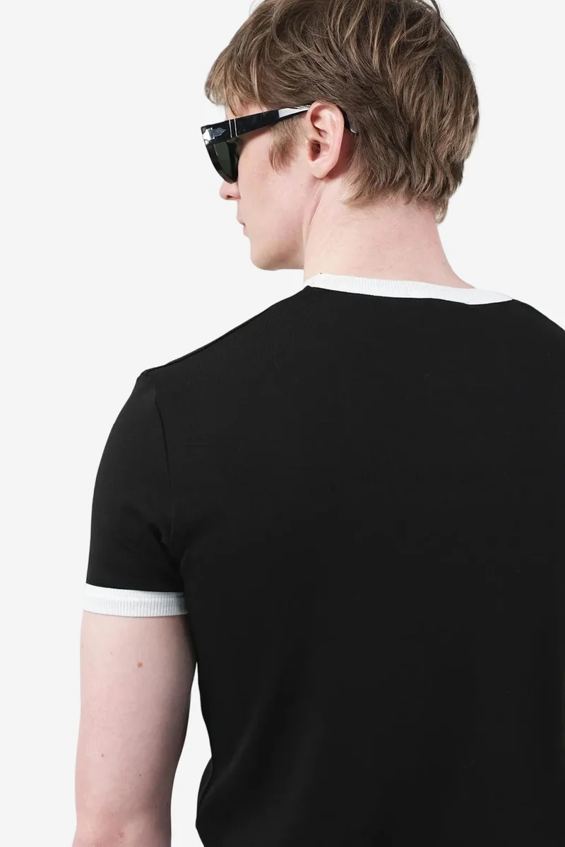 Giesto Black GIESTO Basic Crew Neck T-Shirt with Contrast Binding for Men | Best Price UAE