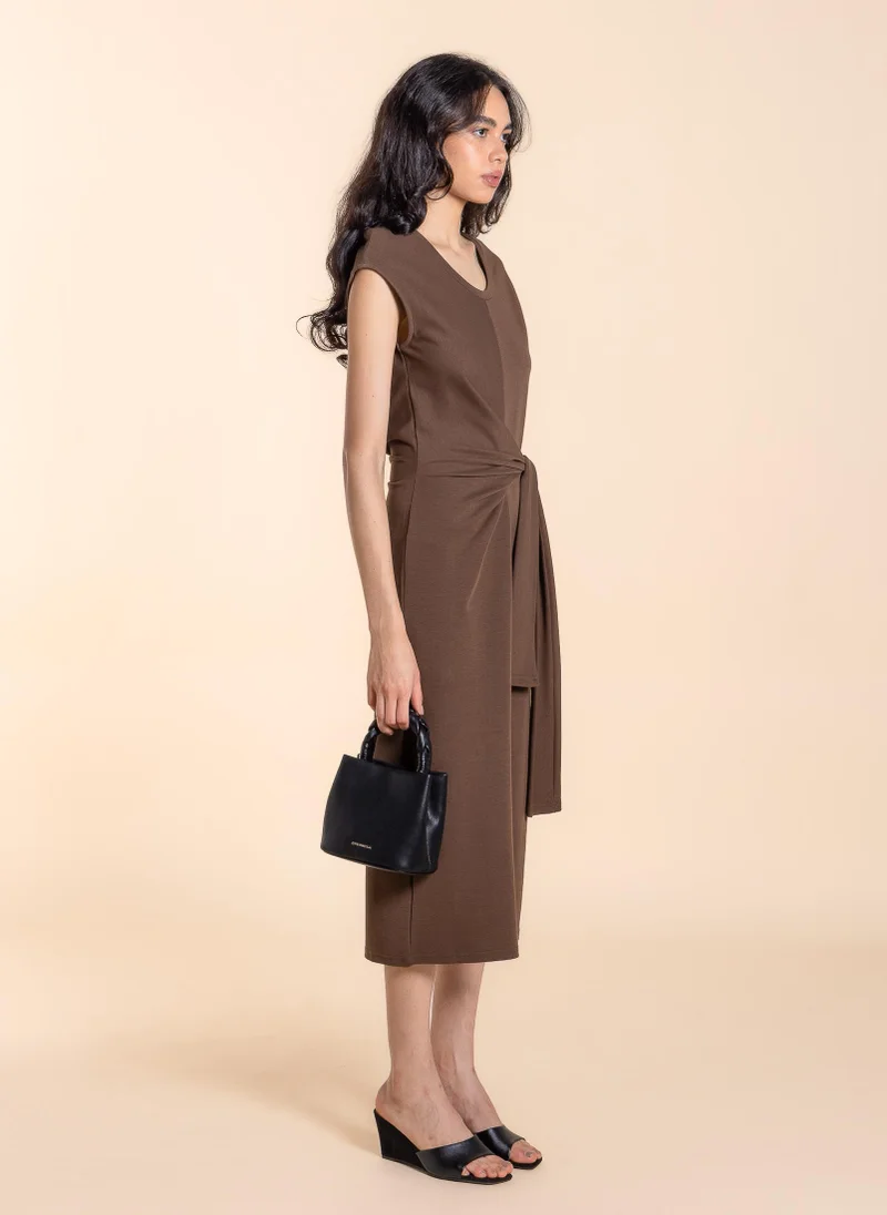 SHAPES WASIT TIE MIDI DRESS
