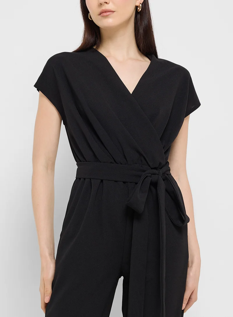Ginger V Neck Wrap Detail Jumpsuit
