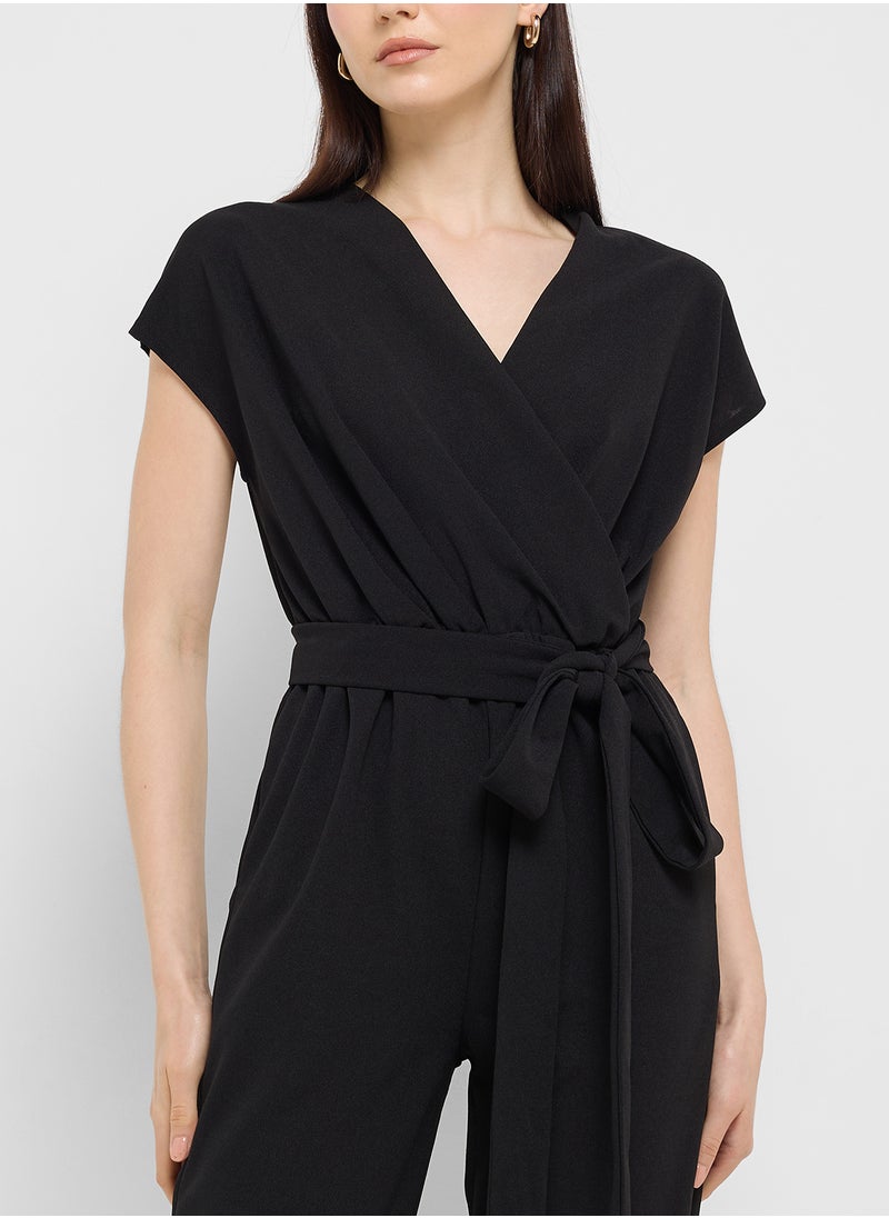 Ginger V Neck Wrap Detail Jumpsuit  - Image 3