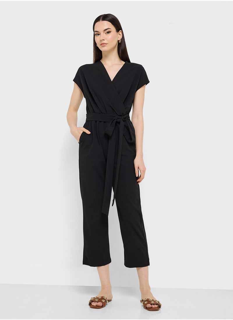 Ginger V Neck Wrap Detail Jumpsuit  - Image 4