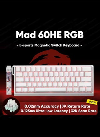 Mad60HE RGB Mechanical Keyboard Magnetic Switches Hot Swap Customized 8KHZ FPS Gaming Keyboard with Adjustable Actuation, 8000 Hz Polling Rate, Rapid Trigger Mode, Hall Effect Switches, for PC/Mac,WHITE - pzsku/Z9E5CD94E27740AD4A00CZ/45/1749026327/3157c5d4-d2a9-4222-b20e-c563a444d16e