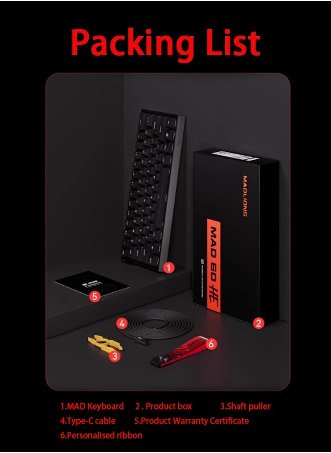 MADLIONS - Mad60HE RGB Mechanical Keyboard Magnetic Switches Hot Swap Customized 8KHZ FPS Gaming Keyboard with Adjustable Actuation, 8000 Hz Polling Rate, Rapid Trigger Mode, Hall Effect Switches, for PC/Mac,WHITE - Image 1