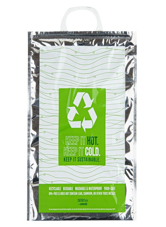 ريستورنت وير حقيبة طعام حرارية من كاتر تيك، مقاس 11.8 × 5.9 × 15 بوصة، ثلاثية الطبقات معزولة حرارياً، مزودة بمقابض إغلاق كبس، مقاومة للماء، مصنوعة من البلاستيك الأخضر والفضي، مناسبة للأطعمة المجمدة والساخنة. - Image 2