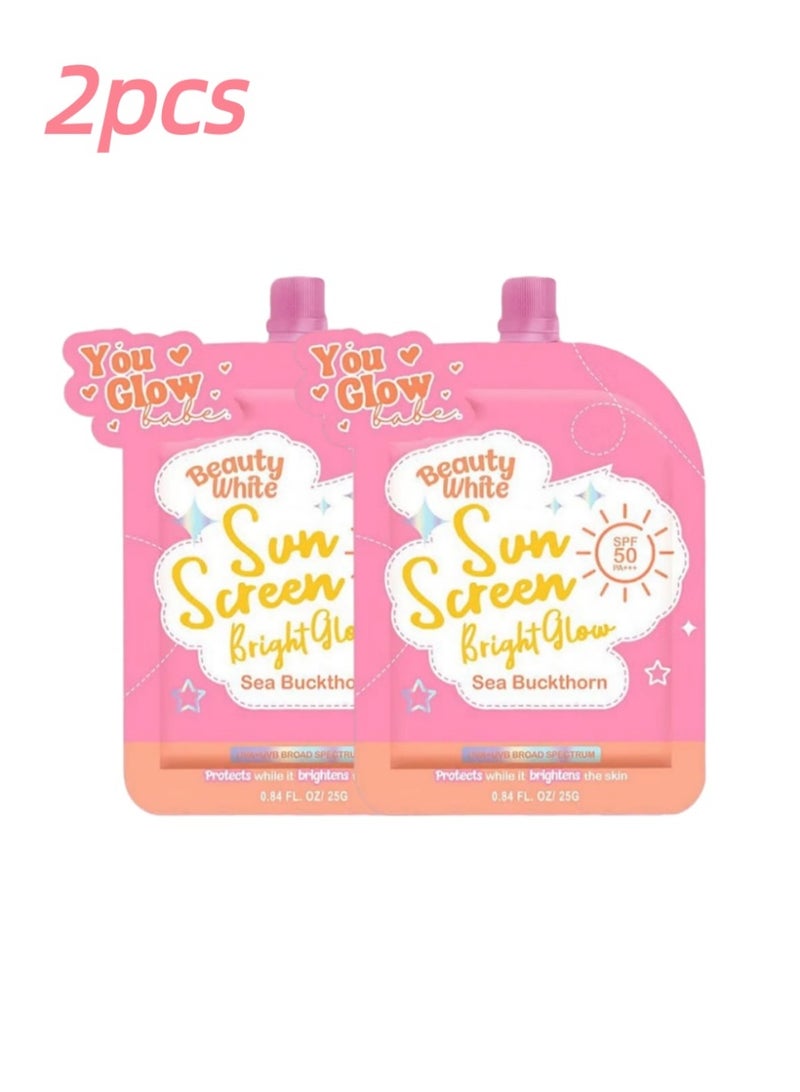 You Glow Babe Luxurious Seabuckthorn Sunscreen SPF 50 PA+++ – Broad Spectrum UVA/UVB Protection, Brightening & Antioxidant Care for Radiant Skin (25g × 2) - Image 1