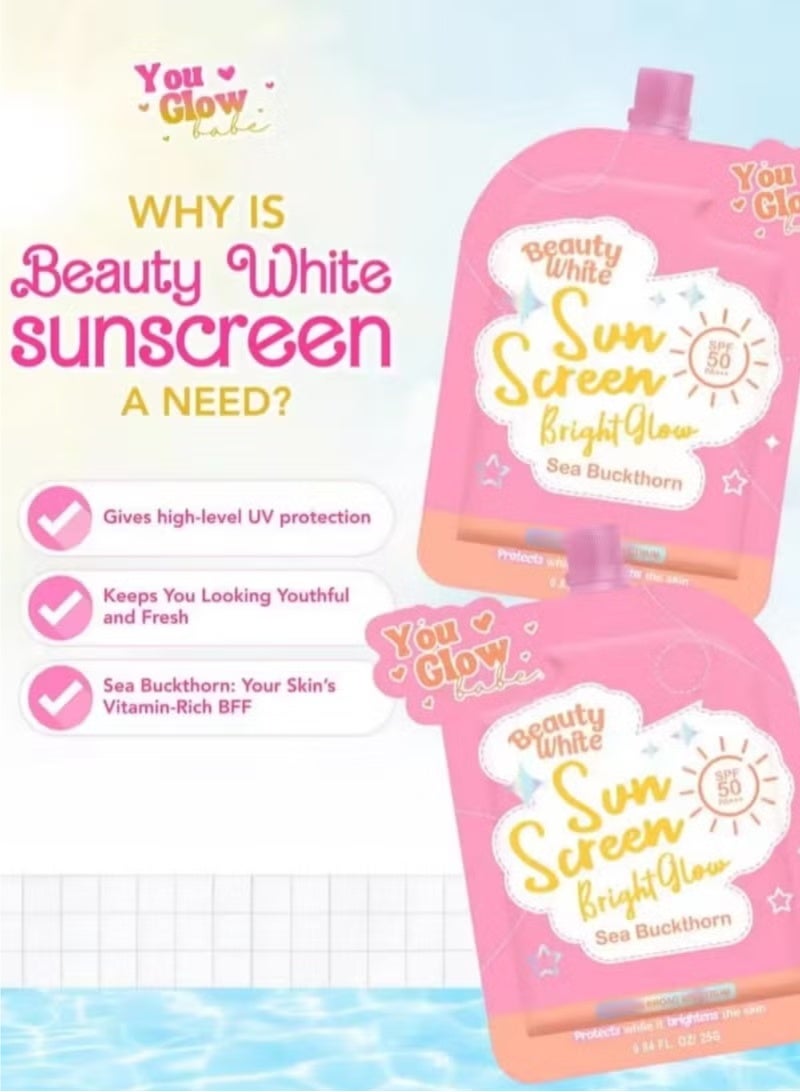 You Glow Babe Luxurious Seabuckthorn Sunscreen SPF 50 PA+++ – Broad Spectrum UVA/UVB Protection, Brightening & Antioxidant Care for Radiant Skin (25g × 2) - Image 4