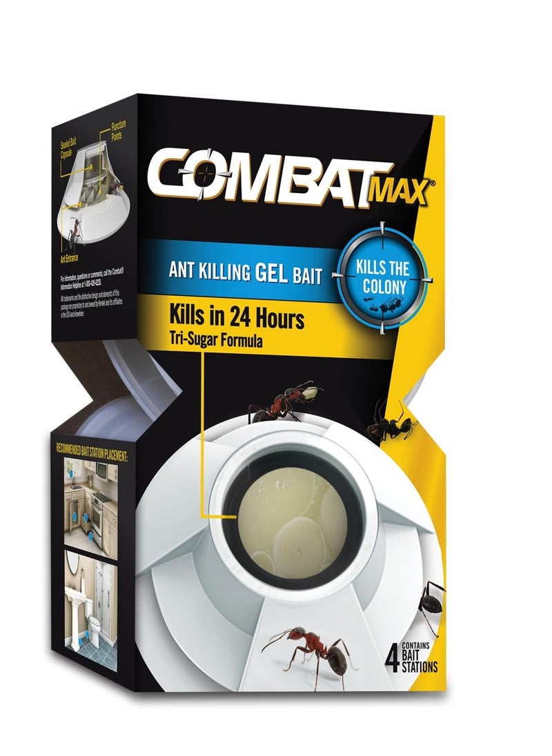 كومبات ماكس محطة طُعم جل Combat Max لقتل النمل، للاستخدام الداخلي والخارجي، 4 قطع  - Image 1
