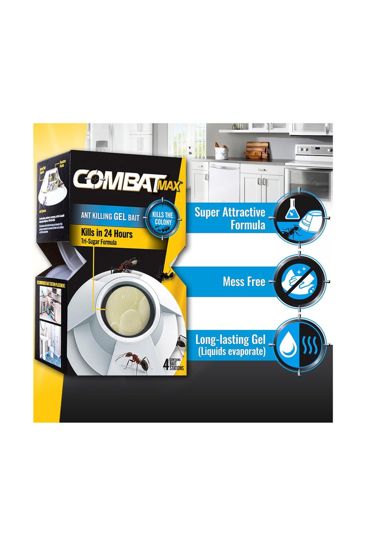 كومبات ماكس محطة طُعم جل Combat Max لقتل النمل، للاستخدام الداخلي والخارجي، 4 قطع  - Image 2