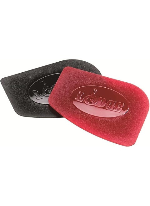 Lodge Scraperpkmpk Handheld Cast Iron 2 Pieces Pan Scrapers, Red/Blackpolycarbonate, 1 Pack