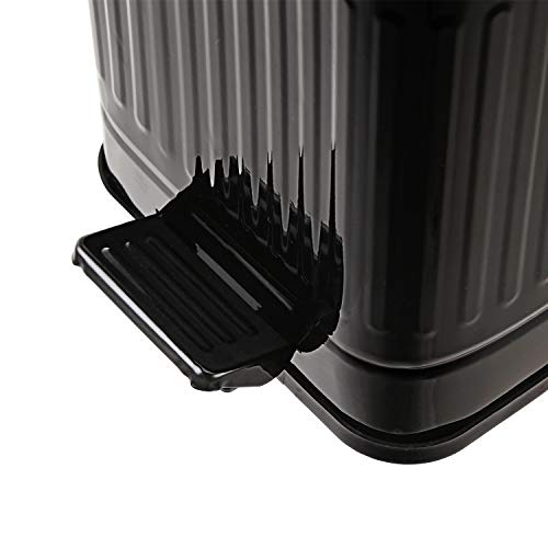 mingol Bathroom Trash Can with Lid, Small Garbage Bin for Home Bedroom, Retro Step Wastebasket with Soft Close, Vintage Metal Office Trash Can, 5 Liter/ 1.3 Gallon, Glossy Black - Image 5