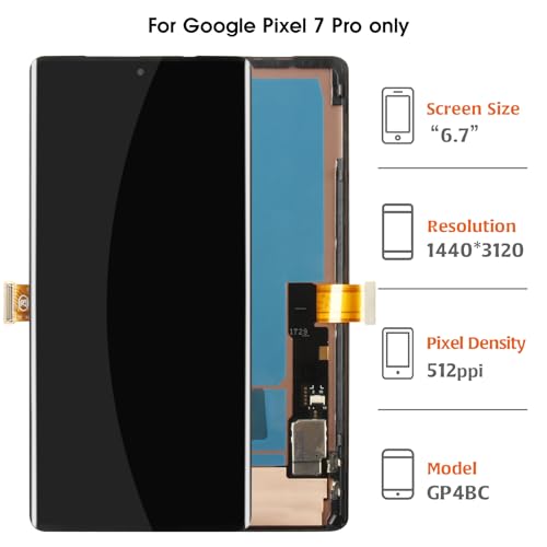 Olivechard OLED for Google Pixel 7 Pro 67 Display Screen Frame Fingerprint Cable Transfer Required LCD Screen Replacement Display Touch Digitizer Assembly - Image 3