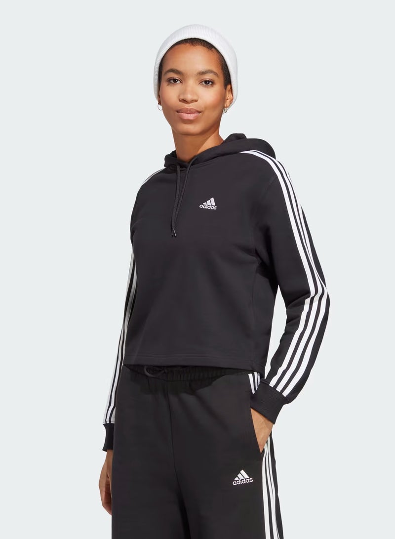 Adidas Essentials 3-Stripes French Terry Cropped Hoodie - Image 1