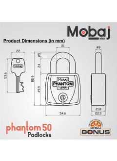 Mobaj Mobaj Phantom 50MM 7 Lever 3 Keys Padlock  - Image 4