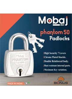 Mobaj Mobaj Phantom 50MM 7 Lever 3 Keys Padlock  - Image 5