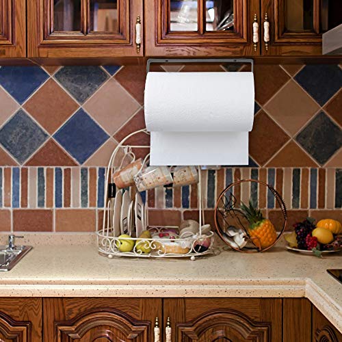 PHUNAYA Under Cabinet Paper Towel Holder Wall Mount for Home Kitchen,Stainless Steel for Large Rolls-Bronze - Image 2
