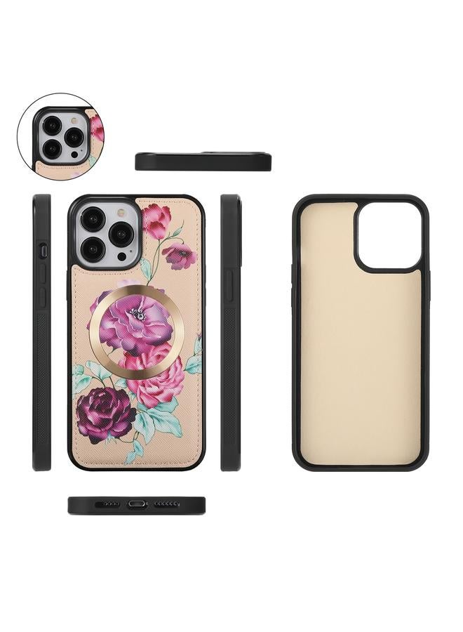 زبون جراب لهاتف iPhone 13 Pro Max متعدد الوظائف على شكل زهرة، جراب هاتف جلدي بسحاب مع محفظة MagSafe - Image 2