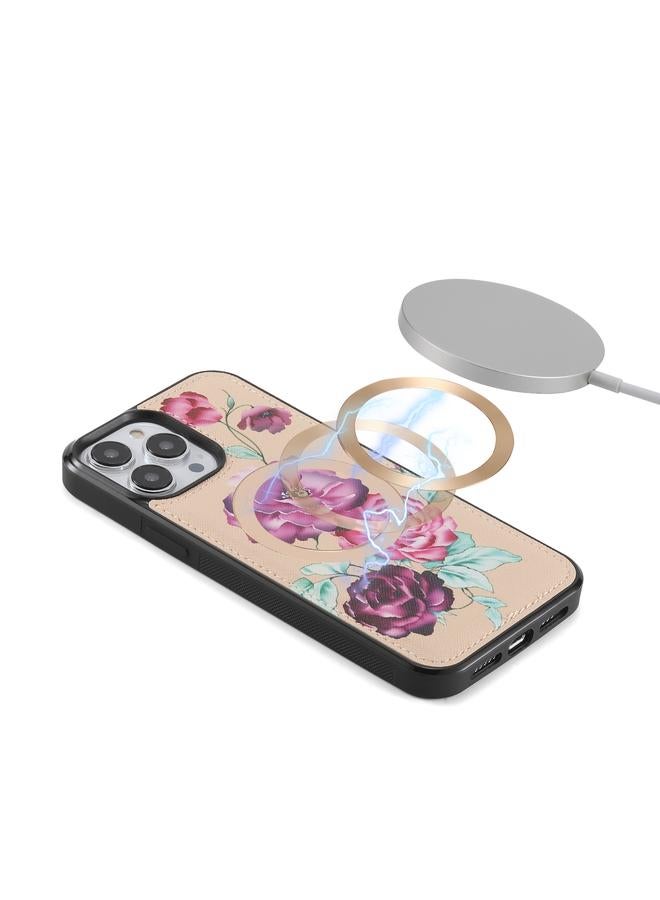 زبون جراب لهاتف iPhone 13 Pro Max متعدد الوظائف على شكل زهرة، جراب هاتف جلدي بسحاب مع محفظة MagSafe - Image 4