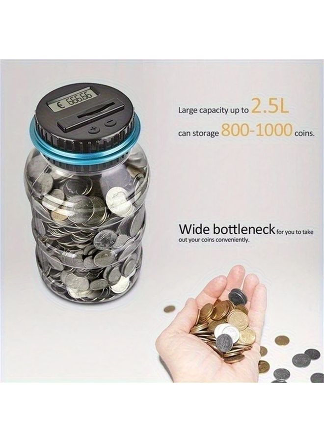 Large Transparent Automatic LCD Coin Counting Jar Digital Display USD Piggy Bank - Image 2