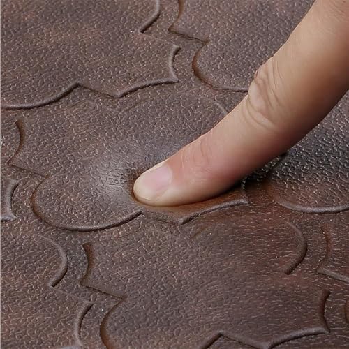 WISELIFE حصيرة مطبخ WISELIFE مبطنة مضادة للإرهاق، 17.3"x39"، سجادات ومفارش مطبخ سميكة غير قابلة للانزلاق ومقاومة للماء، حصيرة PVC فوم ثقيلة للاستخدام في المطبخ، الأرضية، المنزل، المكتب، الحوض، الغسيل، بني - Image 5